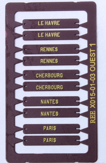 Set de 10 plaques itinéraires voitures postales OUEST (LE HAVRE-RENNES-CHERBOURG-NANTES-PARIS)