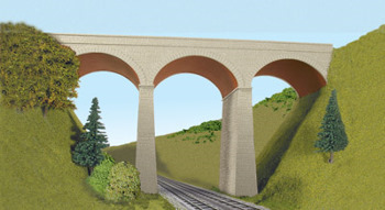 Three Arch Viaduct - Viaduc 3 arches droit en pierres avec voûtes en briques pour simple ou double voie N