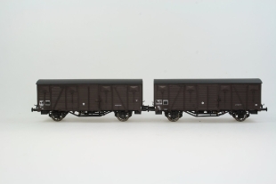 Coffret de 2 wagons STANDARD SNCF bois brun foncé,toit noir
