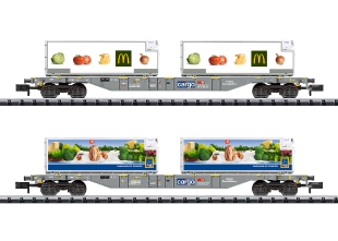 Set 2 wagons plats + 2 conteneurs Mc Donald's SBB Cargo ép. VI en N