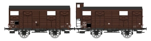 Set 2 wagons couverts 20 t bruns SNCF ép. IIIb