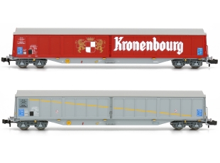 Set de 2 wagon à parois coulissantes Habis Kronenbourg & EVS SNCF (échelle N)