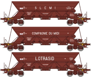Set de 3 Trémies EX SLEMI COMPAGNIE DU MIDI et LOTRASID SNCF Ep.IV