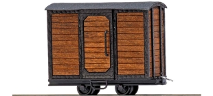 Wagon de chemin de fer à structure brune en bois véritable (échelle HOf)