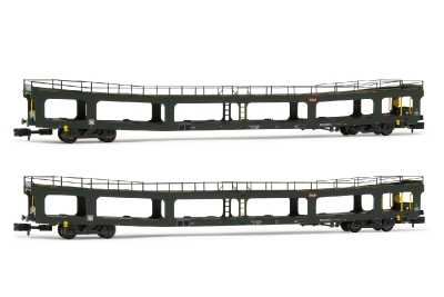 HN4348 SNCF, ensemble 2 unités, transporteur de voitures DD DEV 66, livrée verte avec logo blanc « carmillon », période VI Echelle N
