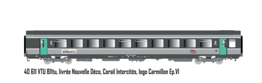 VTU B11tu, livrée Nouvelle Déco, Corail Intercités, logo Carmillon Ep.VI