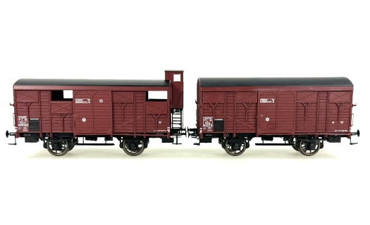 Set 2 wagons couverts 20 t rouge Sideros PLM ép. II