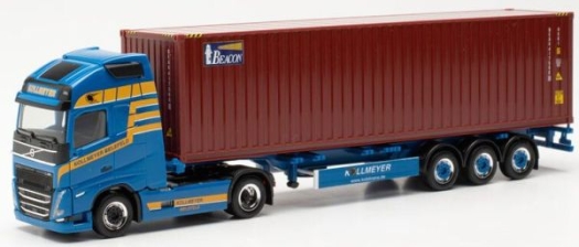 VOLVO 4x2 FH Gl remorque 3 essieux avec container KOLLMEYER/BEACON bleu