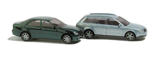 Audi break gris & Mercedes berline vert métallique (échelle N)