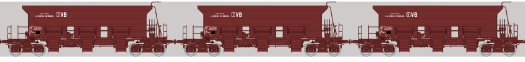 Set 3 wagons trémies à ballast T1 Uas bruns VB SNCF ép. III-IV