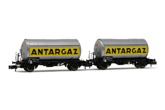 Coffret 2 wagons-citerne à essieux SNCF livrée argent Antargaz (échelle N)