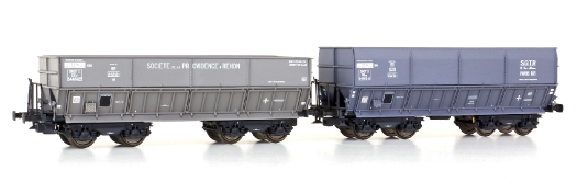Coffret de 2 wagons DM + DMH, Rehon, bords bas, gris foncé SNCF