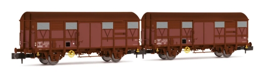 Coffret de 2 wagons à 2 essieux Kv Permaplex SNCF livrée marron ép.III (échelle N)