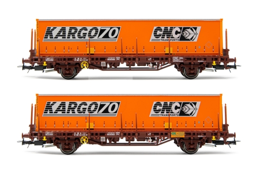 Coffret de 2 wagons plate-forme Lgs SNCF avec conteneur CNC Kargo70