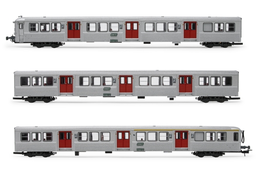 Coffret de 3 voitures RIB 70 SNCF livrée original avec portes rouges