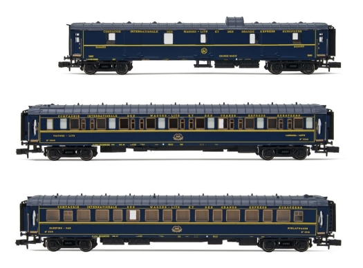 Coffret de 3 voitures «Train Bleu» composé de 1 fourgon et 2 voitures-lits Lx ép. III (échelle N)