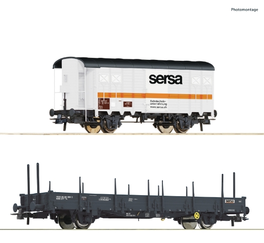 Coffret de deux wagons de train de construction de la Sersa Group