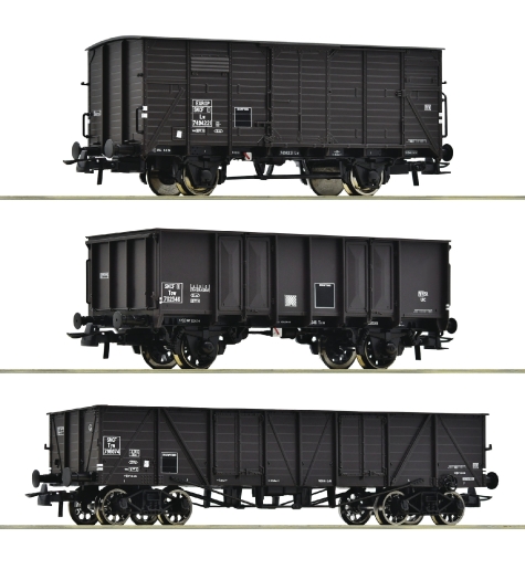Coffret de trois wagons marchandises de la SNCF