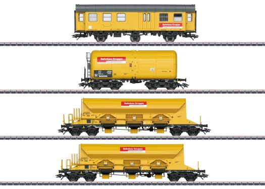 Set 4 wagons train de chantier jaune