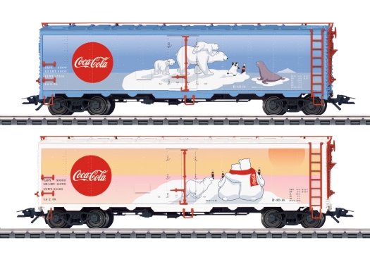 Set 2 wagons couvert frigo Coca Cola USA