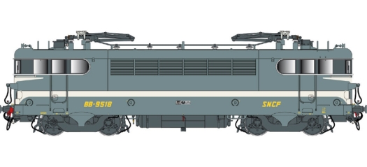 Locomotive électrique BB9518 SNCF Livrée Béziers, large trait blanc et logo Beffara jaune DCC SOUND