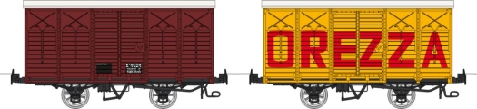 Set 2 wagons couverts Rouge UIC / Orezza CFC HOm