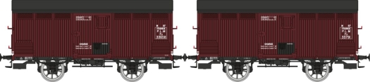 Set 2 wagons primeurs ex-PLM 20 T rouge sideros France PLM ép. II - IIIa