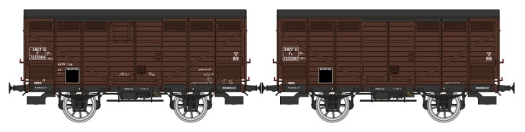 Set 2 wagons primeurs Type 2 bruns SNCF ép. IIIa