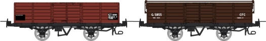 Set 2 wagons tombereaux 1 rouge et 1 brun CFC HOm