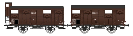 Set 2 wagons couverts 20 t bruns SNCF ép. IIIa