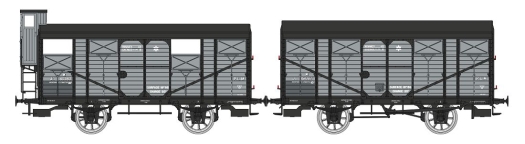 Set 2 wagons couverts 20 t gris ferrures noires PLM ép. II nouveau tarif juin 2022