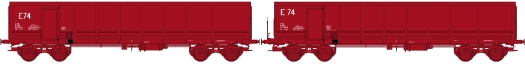 Set 2 wagons tombereaux Fas rouges E74 SNCF ép. V