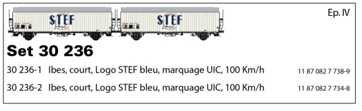 Set de 2 wagons frigorifiques STEF SNCF