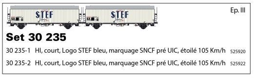 Set de 2 wagons frigorifiques STEF SNCF logo ST