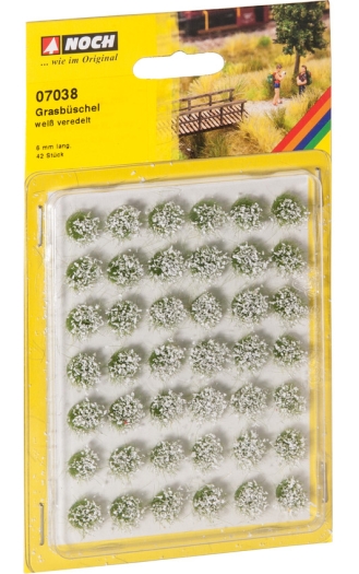Touffes d'herbes XL fleuries blanc (x42)