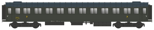 VOITURE Ex-FS  Prise de Guerre  3ème Classe Cmyf 11443 Vert 306, toit gris, SNCF Ep.IIIA