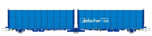 Wagon à parois coulissantes Lailaps Delacher bleu (échelle N)