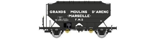 Wagon céréalier « GRANDS MOULINS D’ARENC .MARSEILLE. », noir, EP. III