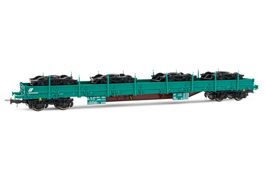 Wagon plat à bogies Res livrée XMPR Trenitalia avec chargement de 4 bogies