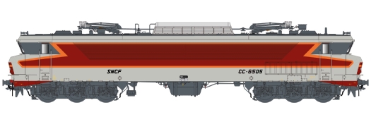Locomotive électrique CC6505 gris/rouge/orange TEE plaques logo Beffara sud-est DCC SOUND