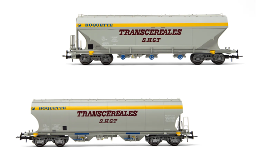 Coffret de 2 wagons trémies à bogies Transcéréales S.H.G.T. Roquette SNCF