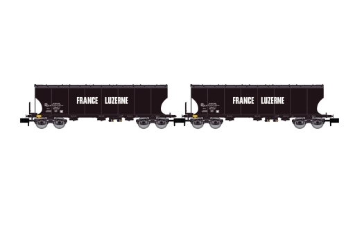 Coffret de 2 wagons trémies à essieux avec parois rondes pour le transport de céréales France Luzerne ép. IV (échelle N)