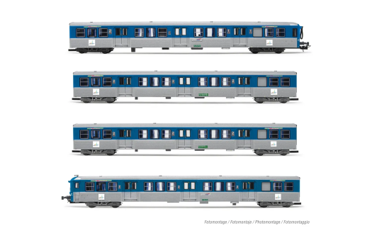 Coffret de 4 voitures RIO 77 SNCF « Stelyrail bleu », ép. V-VI
