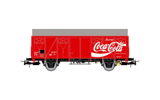 Wagon fermé à 2 essieux G4 avec parois lisses, livrée Coca Cola, ép. IV