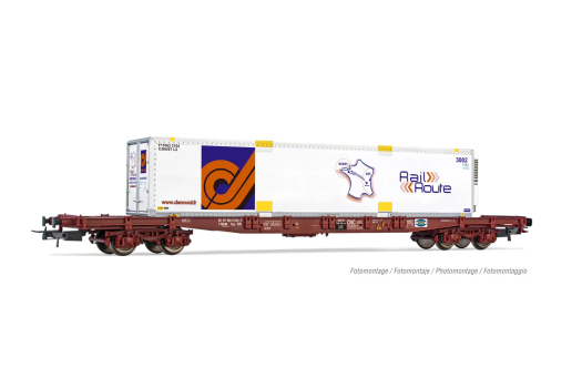 Wagon porte-conteneur à bogies S70 avec caisse mobile «Rail Route»