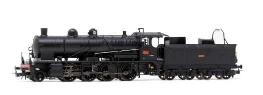 Locomotive à vapeur 140 C 158, avec tender 18 B 521 (région Ouest), livrée noire avec cercles de chaudière en laiton poli, ép. III, avec décodeur sonore