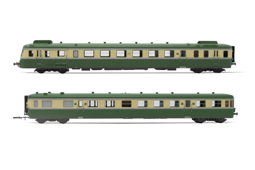 Autorail à 2 voitures RGP II X 2712 avec remorque XR 7714, avec déflecteurs de fumée, livrée vert/beige, ép. III-IV, avec décodeur sonore