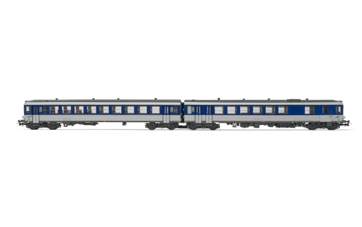 Autorail diesel EAD XBD 4717 + XRABx 8714 SNCF livrée argent/bleue avec logo Casquette ép. IV-V